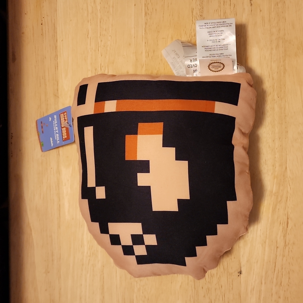 Nintendo Super Mario Bros Bullet Bill Pillow Plush NWT 8"x7"
